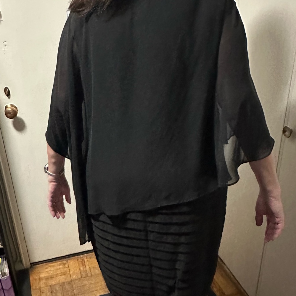 Adrianna Papell Black dress.   Jersey with sheer overlay